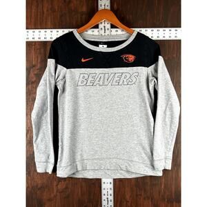 Nike Oregon State Beavers Crewneck Long Sleeve Shirt Gray Black Women Small NCAA